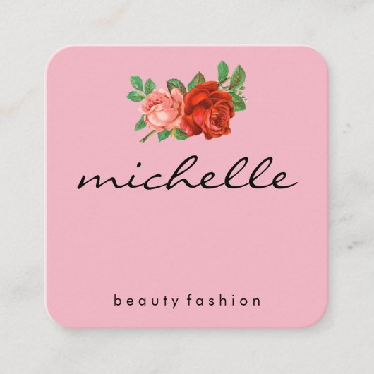 ミニマル（ピンク）の花 スクエア名刺 (正面)