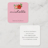 ミニマル（ピンク）の花 スクエア名刺 (正面/裏面)