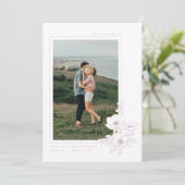 ミニマル ピンク アネモネ アート フラワー ウェディング セーブザデート (スタンド正面)