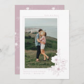 ミニマル ピンク アネモネ アート フラワー ウェディング セーブザデート (正面/裏面)