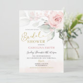 ミニマル ピンク 牡丹 花 ブライダル シャワー 招待状 (スタンド正面)