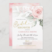 ミニマル ピンク 牡丹 花 ブライダル シャワー 招待状 (正面/裏面)