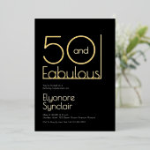 ミニマル ファイブティー アンド ファビュラス 50歳の誕生日パーティー 箔招待状 (立ち正面)