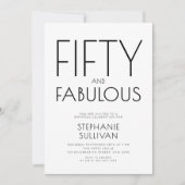 ミニマル ファイブティー ファビュラス 50歳の誕生日パーティー 招待状 (正面)