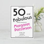 ミニマル ファビュラスな50歳の誕生日パーティー 招待状 (スタンド正面)