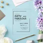 ミニマル ファビュラス 50歳の誕生日パーティー アクリル招待状 (インサイチュ (ウェディング))