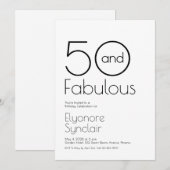 ミニマル ファビラス 50歳の誕生日パーティー 招待状 (正面/裏面)