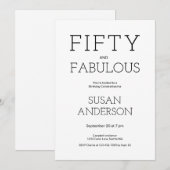 ミニマル ファブリカス 50歳の誕生日パーティー 招待状 (正面/裏面)