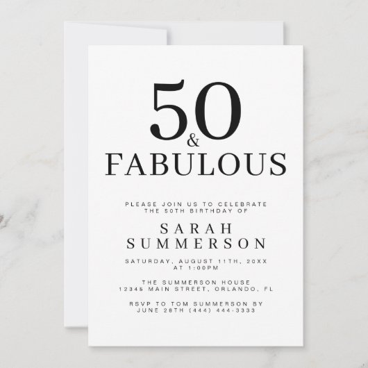 ミニマル ファブリカス 50歳の誕生日パーティー 招待状 (正面)