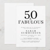 ミニマル ファブリカス 50歳の誕生日パーティー 招待状 (正面/裏面)
