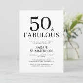 ミニマル ファブリック 50歳の誕生日パーティー 招待状 (スタンド正面)