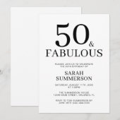 ミニマル ファブリック 50歳の誕生日パーティー 招待状 (正面/裏面)