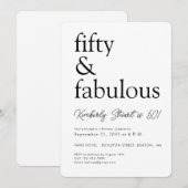 ミニマル フィフティ アンド ファビュラス 50歳の誕生日パーティー 招待状 (正面/裏面)