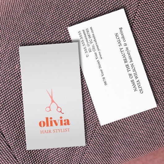 ミニマル フェイク シルバー パステル ボールド ヘア サロン 名刺