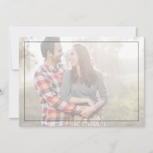 ミニマル |フェード付き横書き結婚の写真 招待状 (裏面)