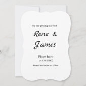 ミニマル フォト 白 黒 クラシック エレガント セーブザ 招待状 (裏面)