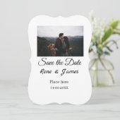 ミニマル フォト 白 黒 クラシック エレガント セーブザ 招待状 (スタンド正面)