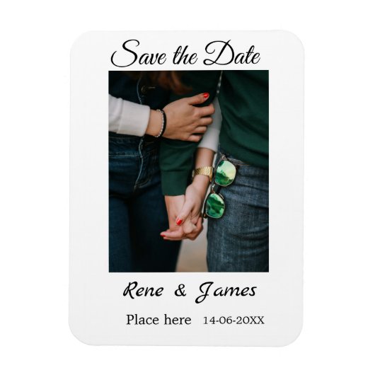 ミニマル フォト 白 黒 クラシック エレガント セーブ ザ マグネット (縦)