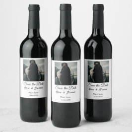 ミニマル フォト 白 黒 クラシック エレガント セーブ ザ ワインラベル