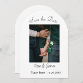 ミニマル フォト 白 黒 クラシック エレガント セーブ ザ 招待状 (正面/裏面)