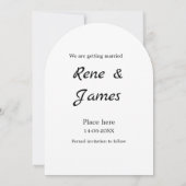 ミニマル フォト 白 黒 クラシック エレガント セーブ ザ 招待状 (裏面)