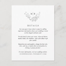 ミニマル フォーマル モノグラム ウェディング 詳細 エンクロージャーカード