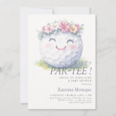 ミニマル フラワー ゴルフボール Let's Par-Tee ベビーシャワー 招待状 (正面)