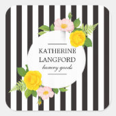 ミニマル フラワー リース ビューティー サロン ストライプ スクエアシール (正面)