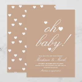 ミニマル フローティング ハート  ベイビー シャワー アーシー インビテ 招待状