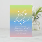 ミニマル フローティング ハート  ベビーシャワー グラデーション 招待状 (スタンド正面)