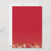 ミニマル フローラル バラート 赤いムスリム ウェディング ニカーハ 招待状 (裏面)