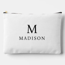 ミニマル&ブエレガントラック&ホワイト名前をカスタムする アクセサリーポーチ
