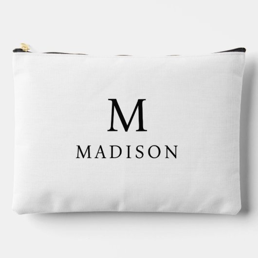 ミニマル&ブエレガントラック&ホワイト名前をカスタムする アクセサリーポーチ (正面)