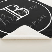 ミニマル&ブエレガントラック&ホワイト・モノグラム結婚ズ シェルパブランケット (3/4)