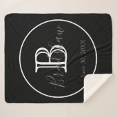 ミニマル&ブエレガントラック&ホワイト・モノグラム結婚ズ シェルパブランケット (正面(横))