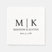 ミニマル&ブエレガントラック&ホワイト・モノグラム結婚ズ スタンダードカクテルナプキン (正面)