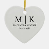 ミニマル&ブエレガントラック&ホワイト・モノグラム結婚ズ セラミックオーナメント (正面)
