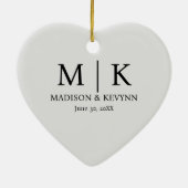 ミニマル&ブエレガントラック&ホワイト・モノグラム結婚ズ セラミックオーナメント (裏面)