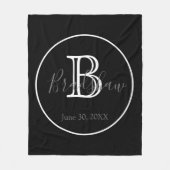 ミニマル&ブエレガントラック&ホワイト・モノグラム結婚ズ フリースブランケット (正面)