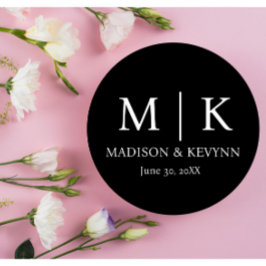 ミニマル&ブエレガントラック&ホワイト・モノグラム結婚ズ ラウンドシール