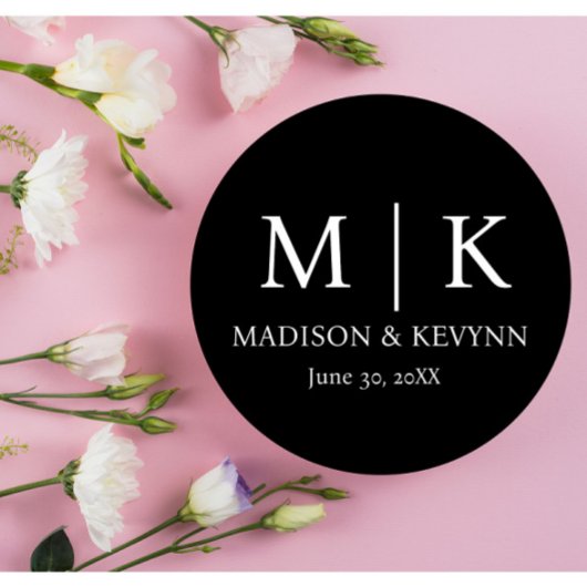 ミニマル&ブエレガントラック&ホワイト・モノグラム結婚ズ ラウンドシール