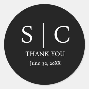 ミニマル&ブエレガントラック&ホワイト・モノグラム結婚ズ ラウンドシール