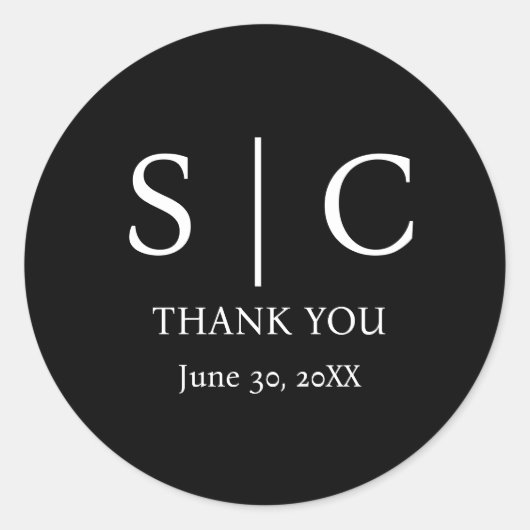 ミニマル&ブエレガントラック&ホワイト・モノグラム結婚ズ ラウンドシール (正面)