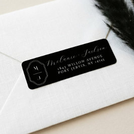 ミニマル&ブエレガントラック&ホワイト・モノグラム結婚ズ ラベル