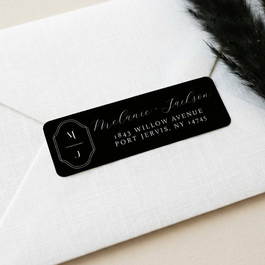 ミニマル&ブエレガントラック&ホワイト・モノグラム結婚ズ ラベル