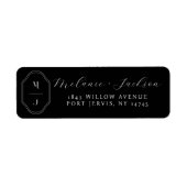 ミニマル&ブエレガントラック&ホワイト・モノグラム結婚ズ ラベル (正面)