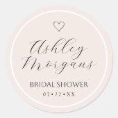 ミニマル ブライダルシャワー フェイバーステッカー | ブラッシュスクリプト ラウンドシール (正面)