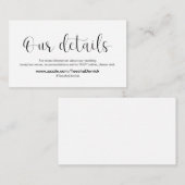 ミニマル,ブラックフォント,結婚の詳細 エンクロージャーカード (正面/裏面)