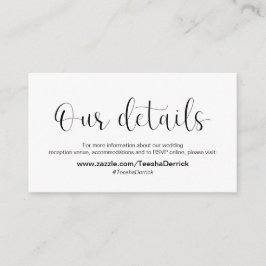ミニマル，ブラックフォント,結婚の詳細 エンクロージャーカード