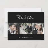 ミニマル |ブラック3写真テンプレートサンキューカード サンキューカード (正面)